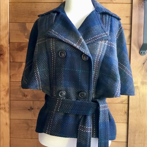 GAP Jackets & Blazers - Gap Belted Plaid Capelet NWOT, Sz XS